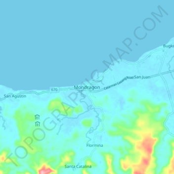 Mondragonの地形図、標高、地勢