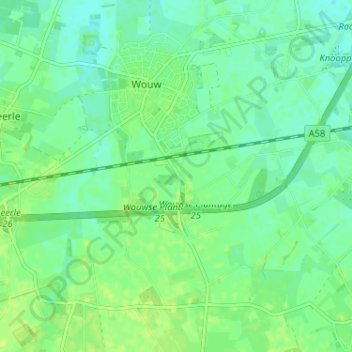 Oostlaarの地形図、標高、地勢