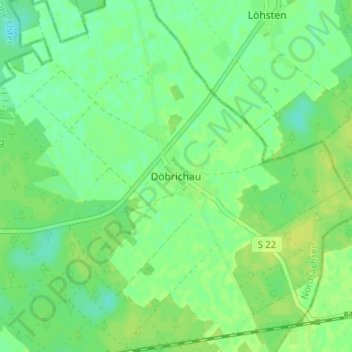 Döbrichauの地形図、標高、地勢