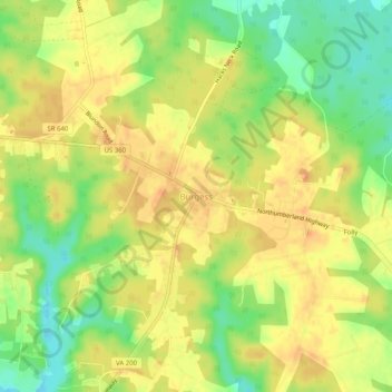 Burgessの地形図、標高、地勢