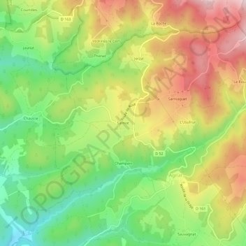 Sarniatの地形図、標高、地勢