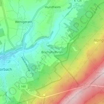 Bischofsdhronの地形図、標高、地勢