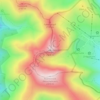 Falkertの地形図、標高、地勢