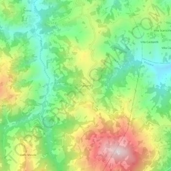 Pantaneの地形図、標高、地勢
