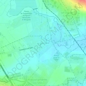La Alamedaの地形図、標高、地勢