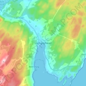 Lochgilpheadの地形図、標高、地勢