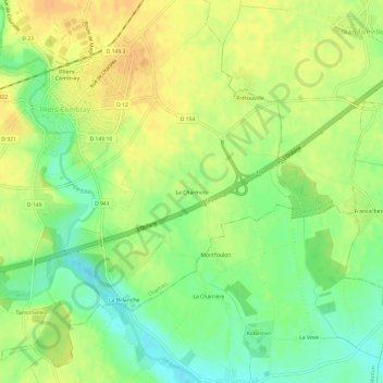 La Charmoisの地形図、標高、地勢