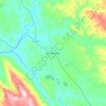 San Andreasの地形図、標高、地勢