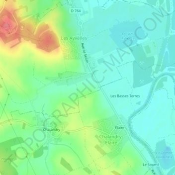 Pont Lagnyの地形図、標高、地勢
