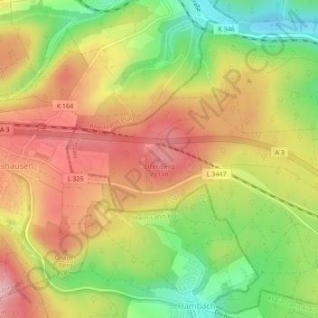 Elzer Bergの地形図、標高、地勢
