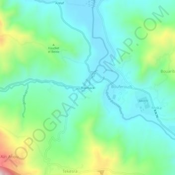 Boumazaの地形図、標高、地勢