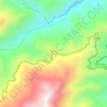 Enhulumiの地形図、標高、地勢