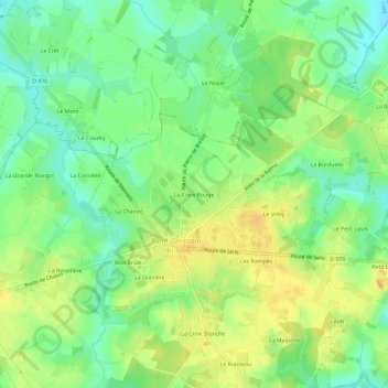 La Croix Rougeの地形図、標高、地勢