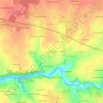 La Poissonnièreの地形図、標高、地勢