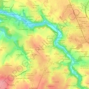 Le Bignonの地形図、標高、地勢