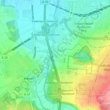 Barkhausenの地形図、標高、地勢