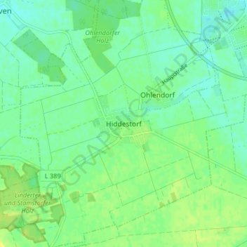 Hiddestorfの地形図、標高、地勢