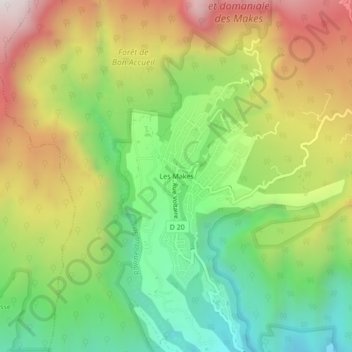 Les Makesの地形図、標高、地勢