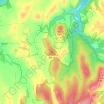 Montagnaの地形図、標高、地勢