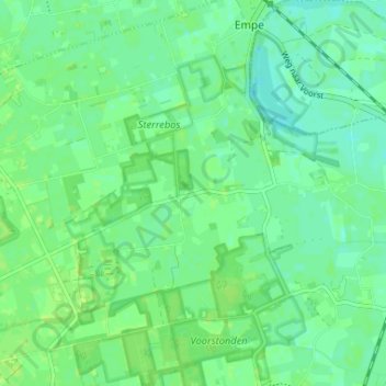 Tondenの地形図、標高、地勢