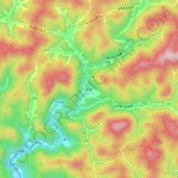 本郷の地形図、標高、地勢