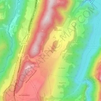 Les Condaminesの地形図、標高、地勢