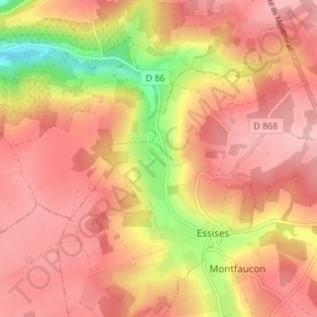 Les Maisonsの地形図、標高、地勢