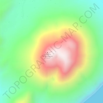 Mount Camiguinの地形図、標高、地勢