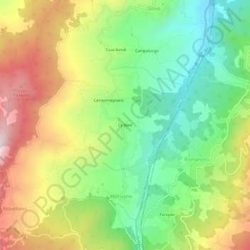 Le Boreの地形図、標高、地勢
