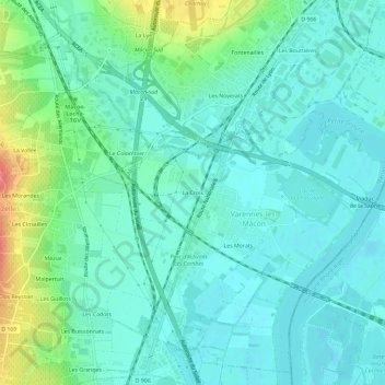 La Croixの地形図、標高、地勢