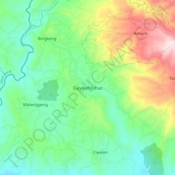 Dayeuhluhurの地形図、標高、地勢