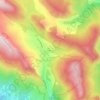 Léouxの地形図、標高、地勢