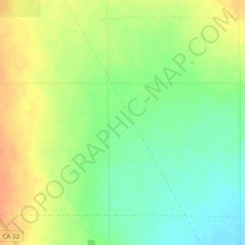 Kettleman Plainの地形図、標高、地勢