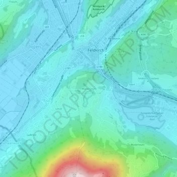 Maria Grünの地形図、標高、地勢