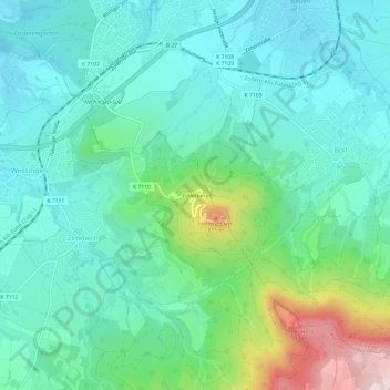 Zollerbergの地形図、標高、地勢