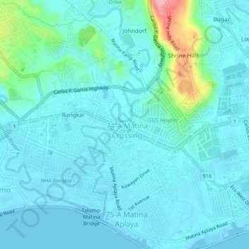 Matina Crossingの地形図、標高、地勢