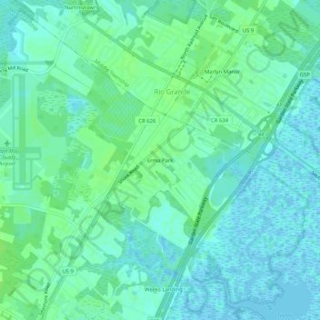 Erma Parkの地形図、標高、地勢