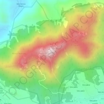 Pico do Jabreの地形図、標高、地勢