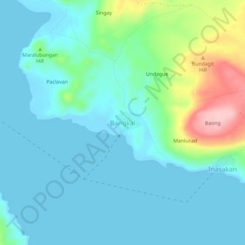 Bangkalの地形図、標高、地勢