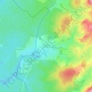 Les Loges de Vandenesseの地形図、標高、地勢