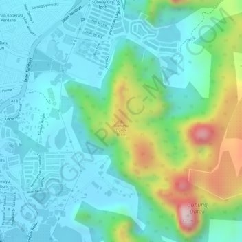 Gunung Datokの地形図、標高、地勢