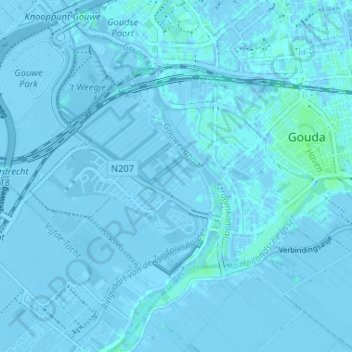 Broekhuizenの地形図、標高、地勢