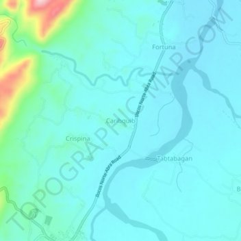Caribquibの地形図、標高、地勢