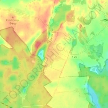 Bockseeの地形図、標高、地勢