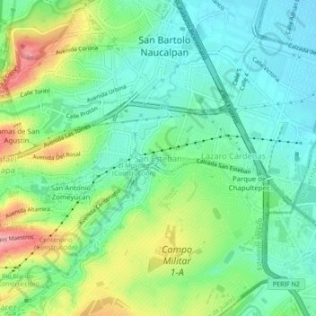 San Estebanの地形図、標高、地勢