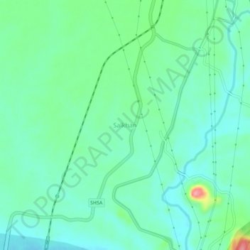 Salkhanの地形図、標高、地勢