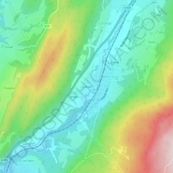 La Brayeの地形図、標高、地勢