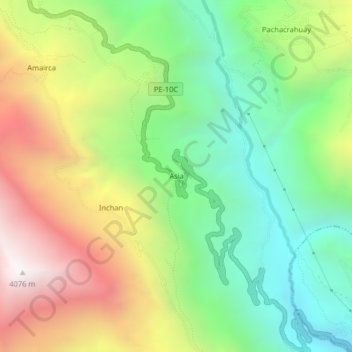 Asiaの地形図、標高、地勢