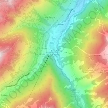 Pattemoucheの地形図、標高、地勢