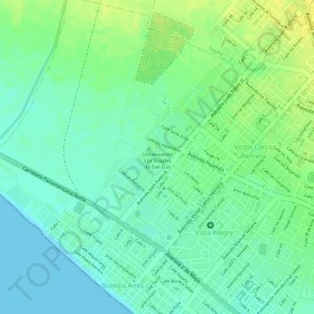 Dの地形図、標高、地勢